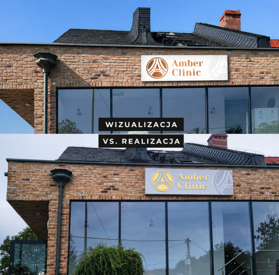 Wizualizacja vs realizacja kasetonu - Amber Clinic